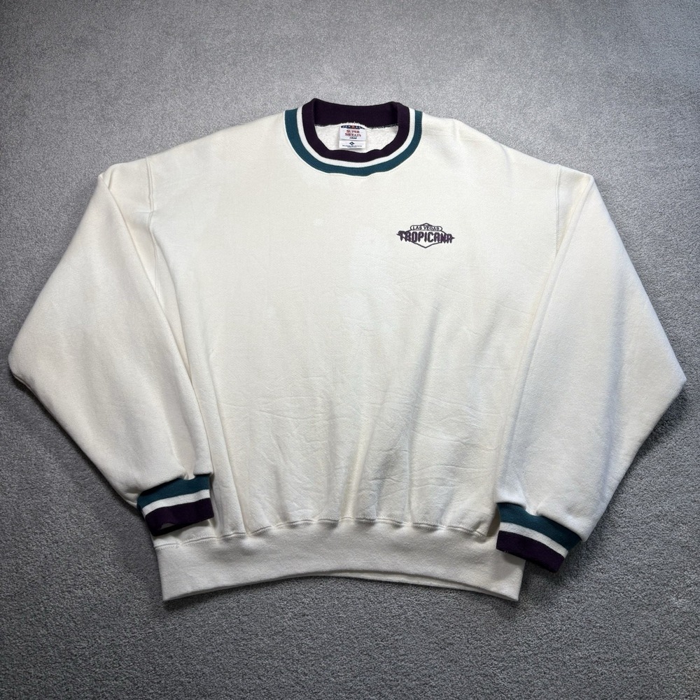 1990s Jerzees Las Vegas Tropicana V Neck Sweatshirt Pullover Mens Size L USA